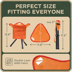 Foldable Tripod 13.4'' Stool - Ultra Portable Seat, Best for Youth+Pocket - 1 lb Camping Stool, 3 Legged Strong Steel Stool, Height: 13.4 inches (Orange)