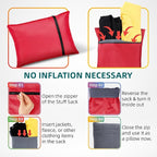 Stuffable Camping Pillow Case Stuff Sack (Large, Red, 2-Pack) - 12 x 17 - for Hiking, Backpacking and Travel Bring Your Own Stuffing