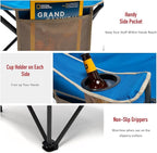 SUNNYFEEL Oversized Folding Camping Chair 500 LBS Heavy Duty Lawn Chairs for Adults Blue Portable Folding with Armrest, Cup Holder, Pocket ＆Bag for Outdoor Camping/Beach/Travel/Picnic/Fishing