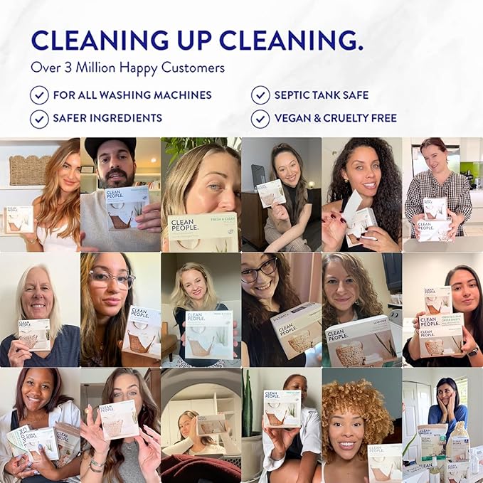 The Clean People Laundry Detergent Sheets - Laundry Soap - Ultra Concentrated, Recyclable Packaging, Stain Fighting - Spring Scent, 96 Pack
