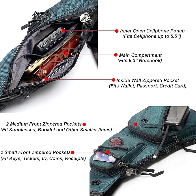 NICGID Sling Bag Chest Shoulder Backpack Crossbody Bags Casual Daypack for Men Women (Dark green-2620N)