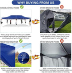 COBIZI 13x26 Pop up Canopy Tent 13x26 Canopy with 6 Sidewalls Waterproof Heavy Duty Commercial Canopy Tent for Parties Outdoor Garden Gazebo, Carry Bag with Wheel(13x26ft, Dark Blue)