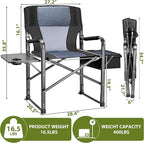 Oversized Camping Chairs,Heavy Duty Support 500 LBS,Directors Chair With Padded Back & Arm Sport Chairs With Cup Holder Cooler Bag, Collapsible Folding Chairs,Beach Chair for Outdoor, Fishing & Garden