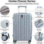 Hanke 20 Inch Carry On Luggage 22x14x9 Airline Approved Lightweight PC Hard Shell Suitcases with Wheels Travel Luggage Rolling Suitcase Travel Luggage Bag for Weekender(Gray)