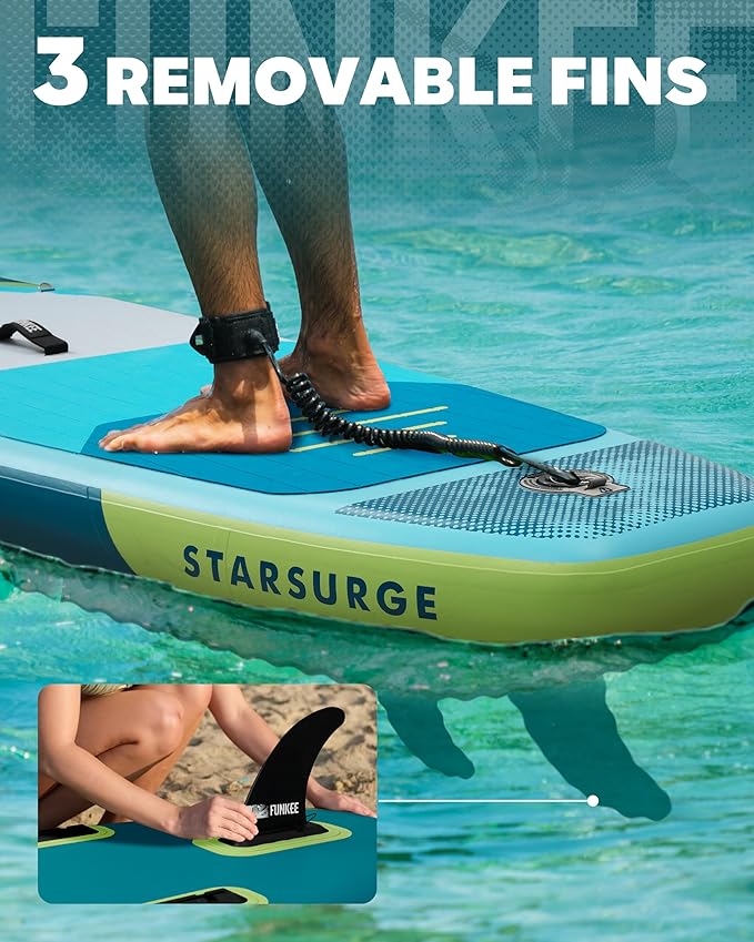 11’×34"×6" Extra Wide Inflatable Stand Up Paddle Board, Sup Board with Removable Fins, Backpack, Floating Paddle, Safety Leash, Floating Phone Case for Adults & Youth of All Skill Levels