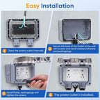 Outdoor Power Outlet,Outdoor Extension Cord Waterproof Double Wall Outlet Extender with On-Off Switch and Indicator Light，Exterior Electric External Power Outlet,Outside Outlet (32.8FT)