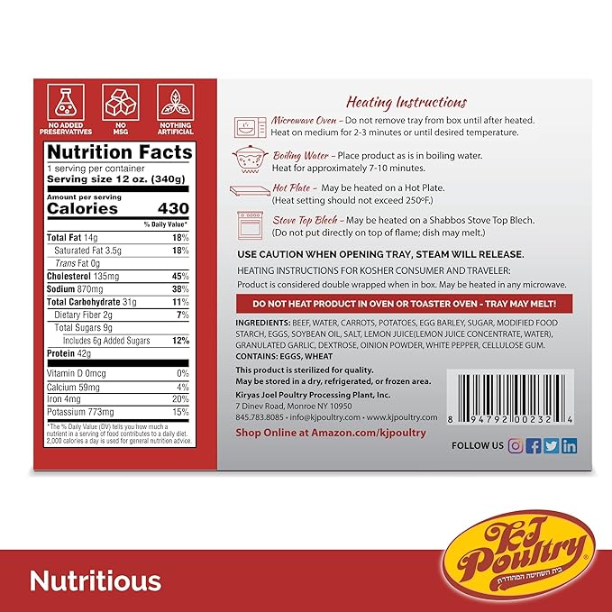 KJ Poultry Kosher Ready Meals - Beef Rib Steak & Kugel, MRE Meat Meals Ready to Eat, Shabbos Food (3 Pack) Prepared Entree Fully Cooked, Shelf Stable Microwave Dinner Travel Military Camping Survival