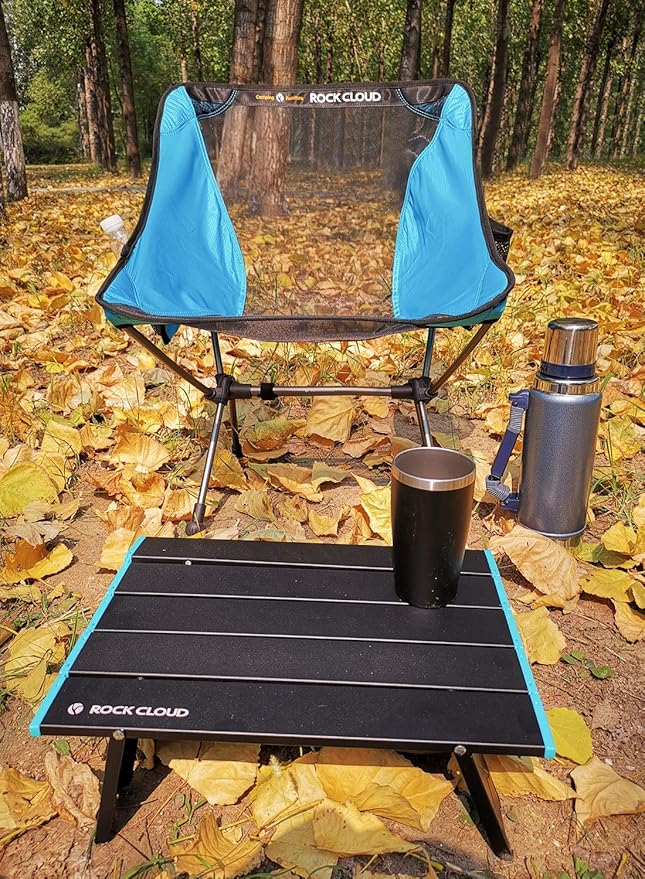 ROCK CLOUD Folding Beach Table Aluminum Portable Camping Table Ultralight, Black