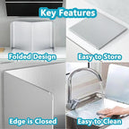 2 PCS Stove Grease Oil Splatter Guard | Range Backsplash Splatter Guard for Wall | 2 Sided Foldable Splash Shield Metal Panel Protector for Cooking, Stainless Steel, 18.1 X 15.7 X 15.7 Inches