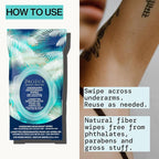 Pacifica Deodorant Wipes - Coconut Scented Body Wipes, Aluminum-Free After Workout Underarm Deodorant, Helps Fight Body Odor, Travel, Summer, Long Flight, and Gym Essentials for Men and Women - 30 pcs