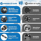 Ice Cleats Snow Traction for Shoes and Boots Ice Snow Crampons Ice Gripper for Walking on Snow and Ice 9-Studs Non Slip Ice Cleats Rubber Overshoe Slip-on Stretch Footwear Winter Hiking Climbing