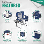 SUNNYFEEL Camping Directors Chair, Heavy Duty,Oversized Portable Folding Chair with Side Table, Pocket for Beach, Fishing,Trip,Picnic,Lawn,Concert Outdoor Foldable Camp Chairs