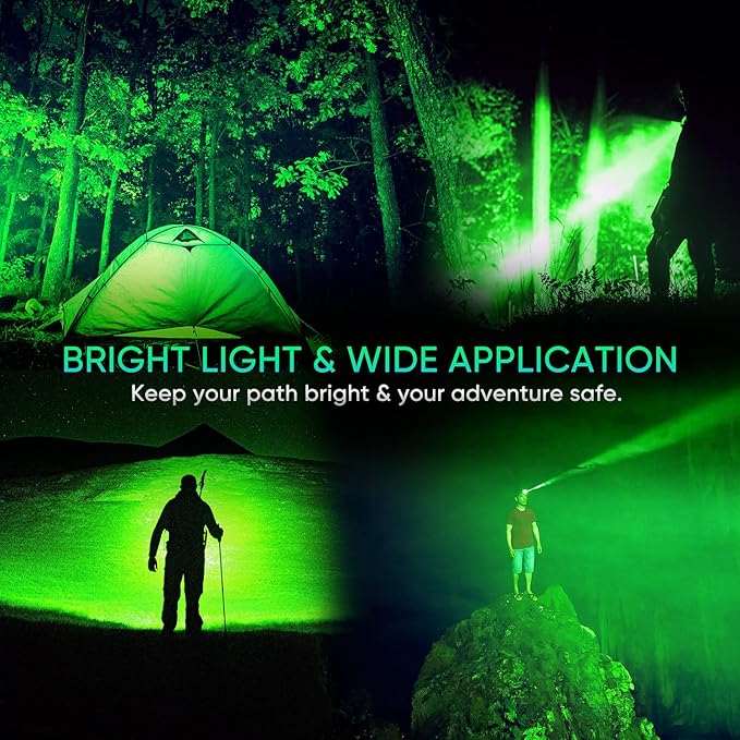 WINDFIRE Green Light Headlamp Rechargeable Green Light Headlight for Hunting, 3 Lighting Modes, Zoomable, Water Resistance Green Coyote Predator Light for Astronomy, Stargazing, Night Observation