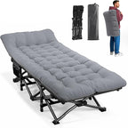 ATORPOK Camping Cot for Adults with Cushion Comfortable, Portable Folding Bed for Sleeping Supports 450 lbs (Gray)