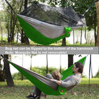 Camping Hammock with Net,Travel Portable Lightweight Hammocks with Tree Straps and Solid D-Shape Carabiners,Parachute Nylon Hammock for Outsides Backpacking Beach Backyard Patio Hiking