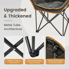 Oversized Padded Comfy Camping Chair for Adults, Portable Padded Lawn Chair, Weight Capacity 400 LBS, Heavy Duty Moon Leisure Folding Chair for Camping, Hiking, Carry Bag, Orange (2 Pack)