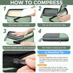 BAGAIL 4 Set/6 Set/8 Set Compression Packing Cubes Travel Accessories Expandable Packing Organizers(HalfMesh, 8-MatchaGreen)