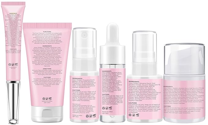 Skin Care Sets for Women,Gentle 6PCS Skincare Set with Korean Snail Secretion Filtrate,Anti Aging & Hydrating Repair Soothe Moisturize for Dull Skin & Fine Lines,Self Face Skin Care Birthday Gift
