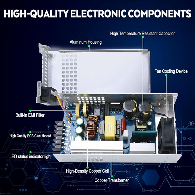 VAYALT 24V 50A 1200W DC Switching Power Supply, Universal Regulated Switching AC 110V/220V to DC 24V Transformer, 24V Power Supply for Industrial, CCTV, Computer Project, 3D Printer, LED Strip Light