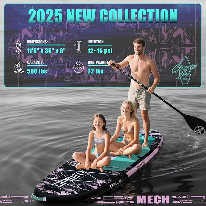 UPWELL 11'6"×35" Extra Wide Inflatable Paddle Board, Stand Up Paddle Board for Youth & Adults, Stable Design, Premium SUP Accessories, 120L Backpack, 10L Dry Bag, Paddle, Leash, Hand Pump, US Fins