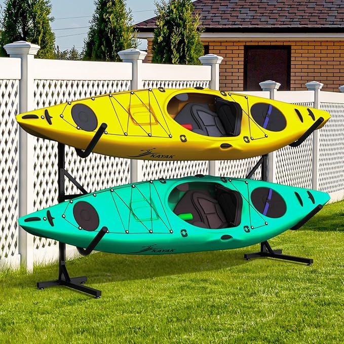Kayak Rack for Outdoor Storage, Kayak Storage Rack, Adjustable Freestanding Kayak Rack Stand Holder for Paddleboard Surfboard for Indoor, Outdoor