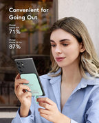 VEEKTOMX Slim Portable Charger, 5000mAh Lightweight Power Bank with Wired USB C Cable, Ultra Thin Battery Pack Compatible with iPhone 15/Plus/Pro/Pro Max/Samsung/Android(Non-Wireless Charging), Blue