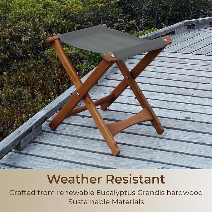 BYER OF MAINE Pangean Folding Stool – Canvas Camp & Wood Camp Stool for Portable & Outdoor Seating in Granite