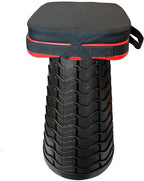 Portable Collapsible Stool Set - Heavy Duty Square Collapsible Stool + Thick Seat Cushion - 550lbs Load Capacity for Camping Travel Picnic Gardening (Red/Black)