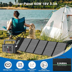 60watt Portable Solar Panels, Ip65 Waterproof Foldable Solar Panel Dual USB Ports QC3.0 DC 60W, Solar Charger for Small Power Station Camping Hiking Outdoor Activities