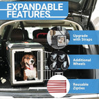 Pet Carrier with Pad, 21.5" L x 12" W x 14" H - Collapsible Travel Kit for Small Cats & Dogs, Hard Plastic Wall Kennel for Indoor/Outdoor Use
