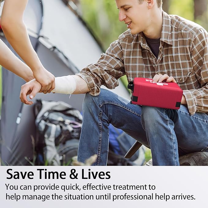 First Aid Kit, Professional Trauma First Aid Kit with Labelled Compartments Molle System for Car, Hiking, Backpacking, Camping, Traveling, and Cycling