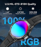 OUKITEL Smart Watch for Men GPS, 1.43" AMOLED Display, 5ATM Waterproof Military Watch, 150+ Sport Modes, Fitness Activity Tracke with Compass Pedometer Sleep Monitor Heart Rate, for Android iOS