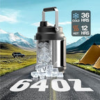 64 oz Stainless Steel Water Bottle for Camping: 2-in-1 Straw Spout Lid, Dual Handle, Leakproof, Keep Cold 48H, Half Gallon Insulated Water Jug for Outdoors, Fitness, Journey, Fishing, Work (Steel)