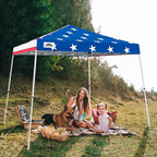EAGLE PEAK 10x10 Slant Leg Pop-up Canopy Tent Easy One Person Setup Instant Outdoor Beach Canopy Folding Portable Sports Shelter 10x10 Base 8x8 Top (American Flag)