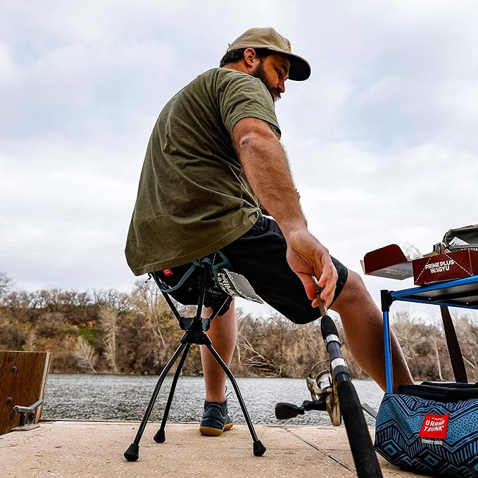 GRAND TRUNK Compass 360 XT Extra Tall Swivel Stool - Compact 260lb Capacity Portable Outdoor Seat for Camping & Travel (Brown)