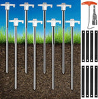 8 Pieces Trampoline Stakes Heavy-Duty: 10 Inch Metal Stake Safety Ground Anchor - for Trampoline/Camping Tent/Canopies/Carports/Sheds/Swing Sets