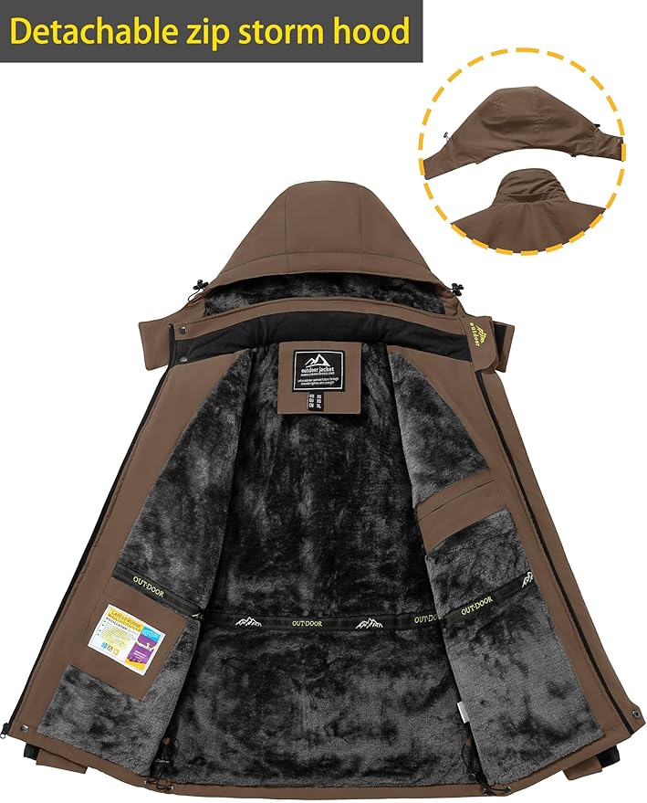 TACVASEN Men's Winter Ski Jacket Waterproof Snow Coats Snowboard Fleece Lining Jacket Warm Parka with Hooded