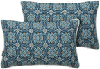 Magpie Fabrics Pack of 2 Outdoor Lumbar Pillow Case Covers 12"x20", Waterproof Rectangular Throw Pillowcase Shell Decorative Sham for Patio Garden Couch - Morgan Medal Blue