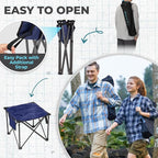 FUNDANGO Folding Camping Stool, 2 Pack 18.1 Inch Oversized Foot Rest 440 Lbs Heavy Duty Portable Padded Stools Seat Anti-Slip Foots & Carry Strap for Fishing Outdoor Lawn Travel (Blue)