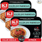 KJ Poultry Kosher Parve Ready Meals - Eggplant Parmesan, MRE Meals Ready to Eat, Halal, (3 Pack) Prepared Entree Fully Cooked, Shelf Stable Microwave Dinner Travel, Military, Camping, Emergency