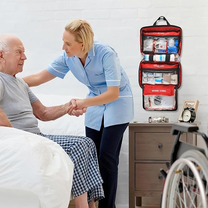 Kitgo First Aid Kit with Hospital Grade Medical Supplies, 220pcs Emergency Medical Trauma Kit, Gift for Dad Husband Great for Home, Outdoors, Office, Car, Travel, Camping, Hiking, Boating