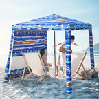 Beach Cabana, 6.2'×6.2' Beach Canopy with Side Wall, UPF 50+ UV Protection Easy Setup Tent Sun Shelter with Sand Pockets for Whole Family(Summer Sailboat)