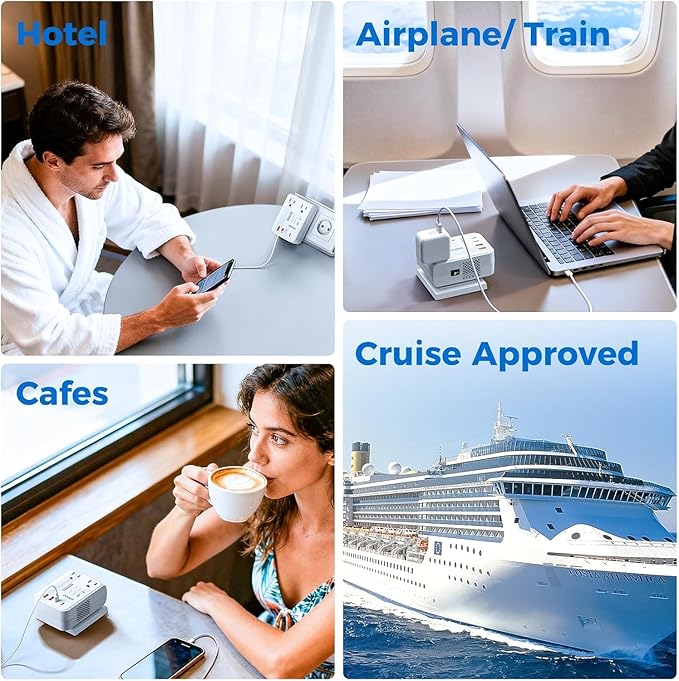 Upgraded 350W Voltage Converter US to Europe for Hair Straightener Shaver Toothbrush CPAP Camera Cell Phone - 220V to 110V Converter for European Travel, Power Converter Adapter Combo with PD Chargers