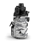 Combat Canteen - 32oz Insulated Water Bottle with Paracord Handle, Stainless Steel Water Jug with Rugged Pockets for Keys, Wallet & Phone - White Digital - Old Southern Brass
