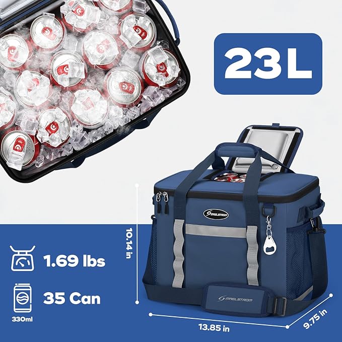 Maelstrom Collapsible Soft Cooler Bag, 24/30/60/75 Cans Beach Cooler, Ice Chest, Leakproof & Portable for Beach, Camping, Road Trips & Grocery Shopping