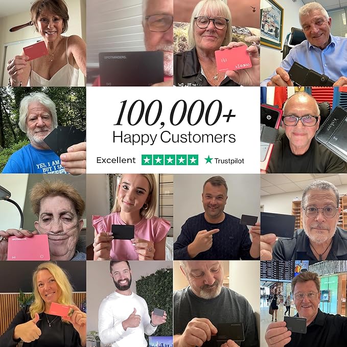 SPOTMINDERS Apple MFi Certified Wallet Tracker Works With Apple Find My Tracking Card for Wallet Card Rechargeable IP68 Waterproof 0.07in Slim iPhone Item Finder for Luggage Tags Purse Gifts for Women