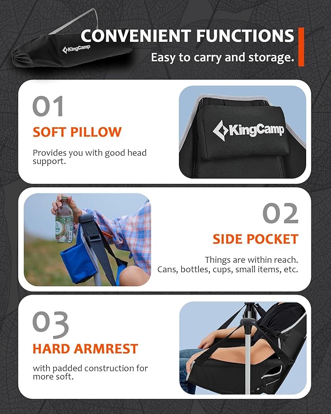 KingCamp Hammock Camping Chair, Swinging Portable Folding Camp Chairs for Adults Max 440lbs Heavy Duty Foldable Oversized Rocker with Aluminum Alloy Frame Cup Holder for Outdoor Beach Patio Sport