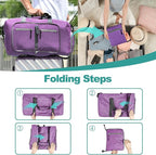 Dimayar 65L Travel Duffle Bag for Men Women - Foldable Duffel Bag with Shoes Compartment - Overnight Bags Waterproof & Tear Resistant(Purple)