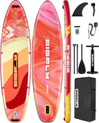 Bigfly Inflatable Stand Up Paddle Board 11’*34”*6”, Blow Up Paddle Board for Adults,with Detachable Fins, Pump, Floating Paddle, Safety Leash,Backpack