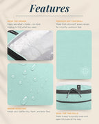 Premium Compression Packing Cubes for Travel, Compression Packaging Cube, Zip Bags Premium 6-Piece Set with laundry bag and shoe bag by TRIPPED Travel Gear (Dusty Teal Mesh)